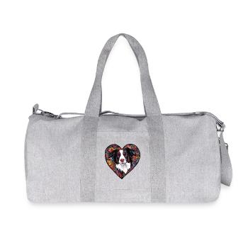 Border Collie Hund Herz Love - Recycelte Canvas-Sporttasche von Stanley/Stella - Grau meliert - Vorne