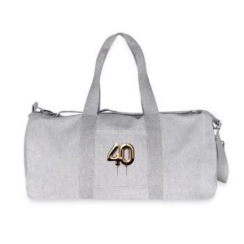40 Years Gold Balloon Foil Balloon Gift - Recycled Canvas Sports Bag by Stanley/Stella - heather grey - Front