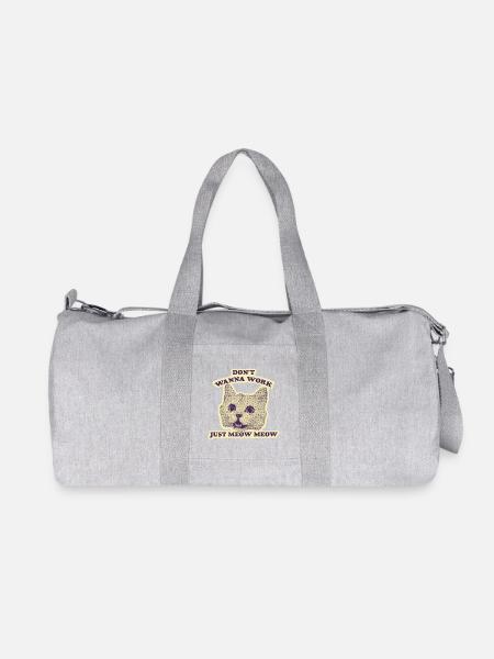 Don't want to Work – Funny Cat - Recycled Canvas Sports Bag by Stanley/Stella - heather grey