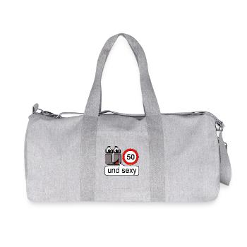 50th birthday, over 50 and sexy - Recycled Canvas Sports Bag by Stanley/Stella - heather grey - Front