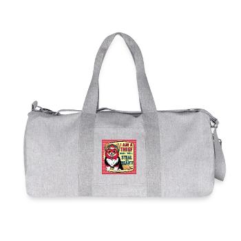 Pomeranian Dog "I am a thief" - Recycled Canvas Sports Bag by Stanley/Stella - heather grey - Front