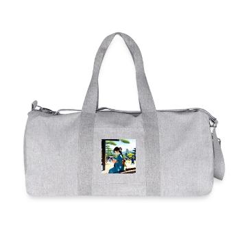 Blue Kimono Girl checking phone in the park - Recycled Canvas Sports Bag by Stanley/Stella - heather grey - Front