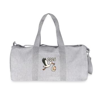 Storch mit Findelkind im Schnabel 2026 - Recycelte Canvas-Sporttasche von Stanley/Stella - Grau meliert - Vorne