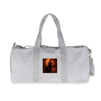 Halloween Pumpkin Cat Costume Gift - Recycled Canvas Sports Bag by Stanley/Stella - heather grey - Front