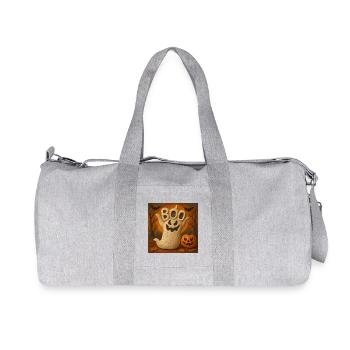 Halloween Pumpkin Ghost Costume Gift - Recycled Canvas Sports Bag by Stanley/Stella - heather grey - Front