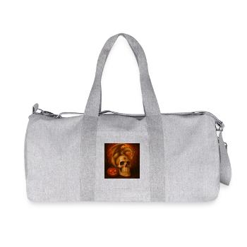 Halloween Pumpkin Creepy Skeleton Gift - Recycled Canvas Sports Bag by Stanley/Stella - heather grey - Front