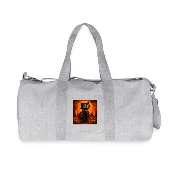 Spooky Cat Halloween Gift - Recycled Canvas Sports Bag by Stanley/Stella - heather grey - Front