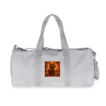 Effrayant citrouille chat cadeau d’Halloween - Sac de sport en toile recyclée Stanley/Stella - gris chiné - Devant