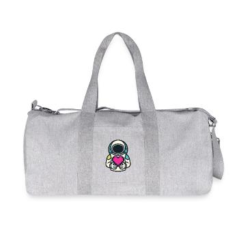 Astronaute avec un cœur de pixel - Sac de sport en toile recyclée Stanley/Stella - gris chiné - Devant