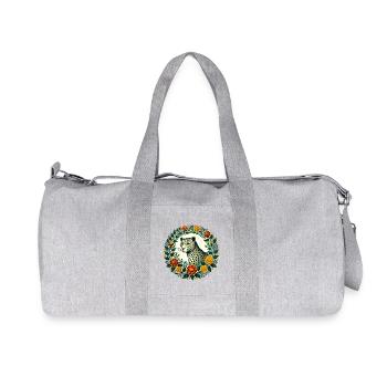 Elegant Leopard with Floral Frame - Recycled Canvas Sports Bag by Stanley/Stella - heather grey - Front