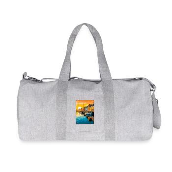 Copenhague, Danemark, Coucher de soleil, Port, Illustration - Sac de sport en toile recyclée Stanley/Stella - gris chiné - Devant