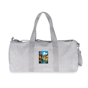 Colmar France Vintage Travel Poster Cityscape WPA - Recycled Canvas Sports Bag by Stanley/Stella - heather grey - Front