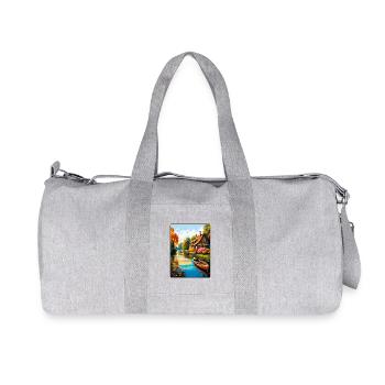 Giethoorn Pays-Bas Automne Rivière Voyage Affiche - Sac de sport en toile recyclée Stanley/Stella - gris chiné - Devant