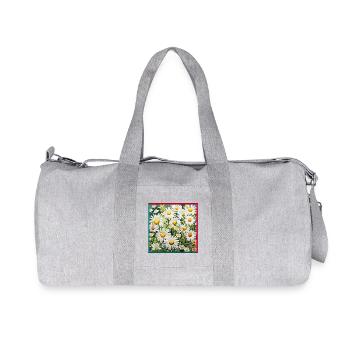 Camomille brodée motif floral jardin - Sac de sport en toile recyclée Stanley/Stella - gris chiné - Devant