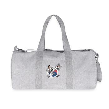 Dynamic Taekwondo Martial Arts Illustration - Recycled Canvas Sports Bag by Stanley/Stella - heather grey - Front