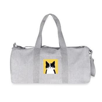 Minimalist Black and White Cat - Recycled Canvas Sports Bag by Stanley/Stella - heather grey - Front