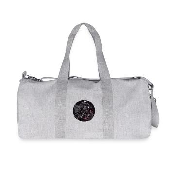 Skeleton Biker Flames Motorcycle - Recycled Canvas Sports Bag by Stanley/Stella - heather grey - Front