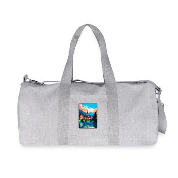 Thun Switzerland Alpine Riverside Townscape Poster - Recycled Canvas Sports Bag by Stanley/Stella - heather grey - Front