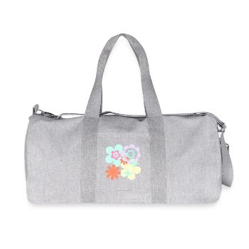 Blüten-Pop Retro Muster - Recycelte Canvas-Sporttasche von Stanley/Stella - Grau meliert - Vorne