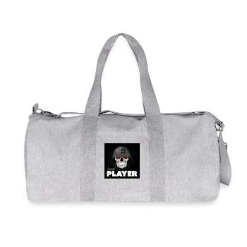 Skull Veteran – Real Player Gaming Helmet Design - Recycled Canvas Sports Bag by Stanley/Stella - heather grey - Front