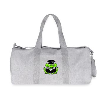 frog graduation high school diploma passed college cute - Recycled Canvas Sports Bag by Stanley/Stella - heather grey - Front