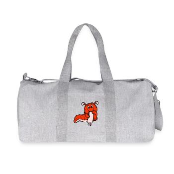 Caterpillar Worm Happy Eats Sausage Sausage Hot Dog - Recycled Canvas Sports Bag by Stanley/Stella - heather grey - Front