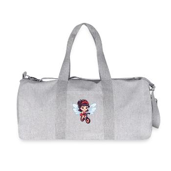 Fée mignon vélo bande dessinée - Sac de sport en toile recyclée Stanley/Stella - gris chiné - Devant