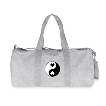 Heart YinYang Contrast - Recycled Canvas Sports Bag by Stanley/Stella - heather grey - Front