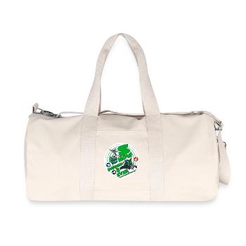 1423-SNOW_BUDDIES_4_EVER_groen-lettres - Sac de sport en toile recyclée Stanley/Stella - blanc naturel - Devant