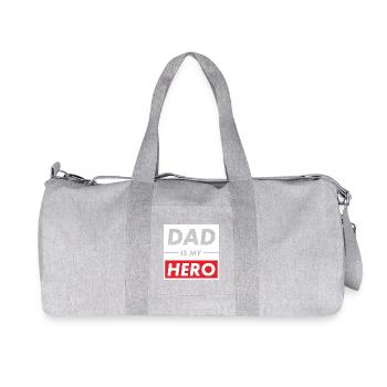 DAD IS MY HERO Slogan Graphic - Recycled Canvas Sports Bag by Stanley/Stella - heather grey - Front