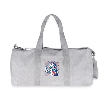 Patriotic Unicorn Power Mascot USA Strength - Recycled Canvas Sports Bag by Stanley/Stella - heather grey - Front
