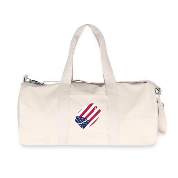 USA Flag Hockey Puck Patriotic Icey Sports Art - Recycled Canvas Sports Bag by Stanley/Stella - natural - Front