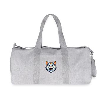 Wildes Katzen-Maskottchen-Logo - Recycelte Canvas-Sporttasche von Stanley/Stella - Grau meliert - Vorne