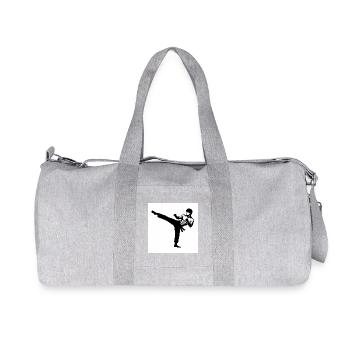 Kicking Silhouette Karate - Recycelte Canvas-Sporttasche von Stanley/Stella - Grau meliert - Vorne