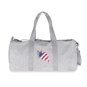 Patriotic American Flag Football Rugby Ball Art - Recycled Canvas Sports Bag by Stanley/Stella - heather grey - Front