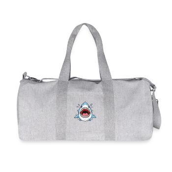 Shark – Cartoon Doodle Look with Snappy Character - Recycled Canvas Sports Bag by Stanley/Stella - heather grey - Front