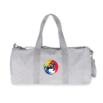 Regenbogen Springpferd Pferd Springreiten Motiv - Recycelte Canvas-Sporttasche von Stanley/Stella - Grau meliert - Vorne