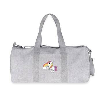 Einhorn und Regenbogen - Magical Unicorn Design - Recycelte Canvas-Sporttasche von Stanley/Stella - Grau meliert - Vorne