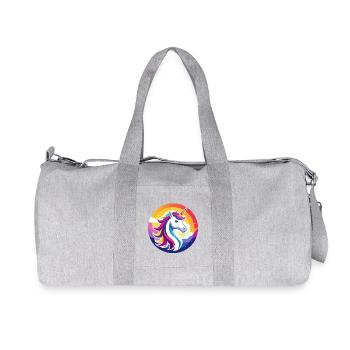Rainbow Unicorn Colorful Unicorn Head Motif - Recycled Canvas Sports Bag by Stanley/Stella - heather grey - Front