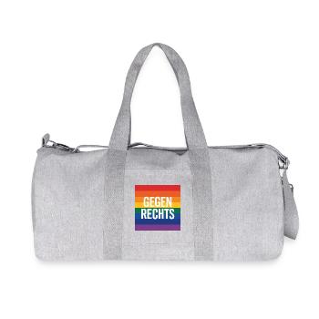 Gegen Rechts - Antifa Regenbogen Tee - Recycelte Canvas-Sporttasche von Stanley/Stella - Grau meliert - Vorne