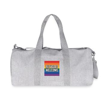 Refugees Welcome - Antifascist Merch - Recycelte Canvas-Sporttasche von Stanley/Stella - Grau meliert - Vorne
