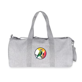 Colorful Budgie Parrot on Branch Art Design - Recycled Canvas Sports Bag by Stanley/Stella - heather grey - Front