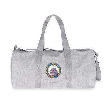 Fröhlicher Hippo Flusspferd mit Blume Kinder Motiv - Recycelte Canvas-Sporttasche von Stanley/Stella - Grau meliert - Vorne