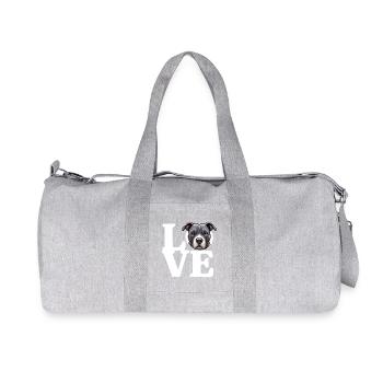 LOVE Staffy Bull Terrier Dog Dog Lover Funny - Recycled Canvas Sports Bag by Stanley/Stella - heather grey - Front