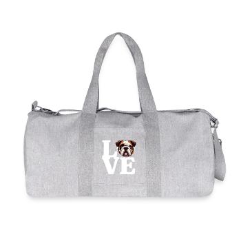 LOVE English Bulldog Dog Dog Lover Funny - Recycled Canvas Sports Bag by Stanley/Stella - heather grey - Front