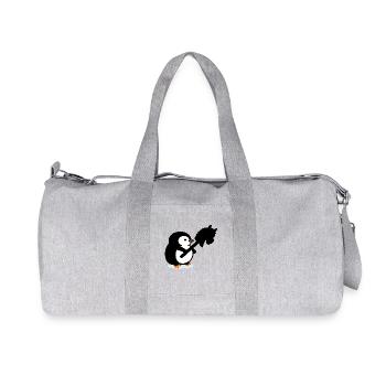 Hobby Horsing Kinder Pinguin - Recycelte Canvas-Sporttasche von Stanley/Stella - Grau meliert - Vorne