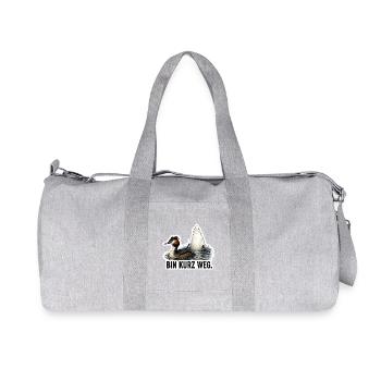 Bin kurz weg – Vogel Motiv - Recycelte Canvas-Sporttasche von Stanley/Stella - Grau meliert - Vorne