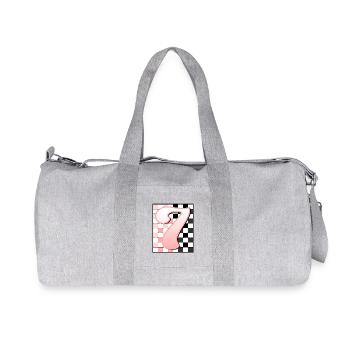 7th BIRTHDAY - PINK CHECKERED - Recycled Canvas Sports Bag by Stanley/Stella - heather grey - Front