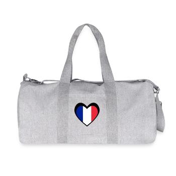 Heart French Flag Black - Recycled Canvas Sports Bag by Stanley/Stella - heather grey - Front