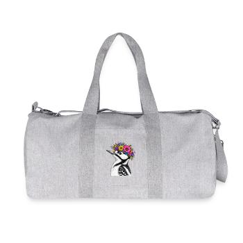 Flower Wreath Bird - Recycled Canvas Sports Bag by Stanley/Stella - heather grey - Front